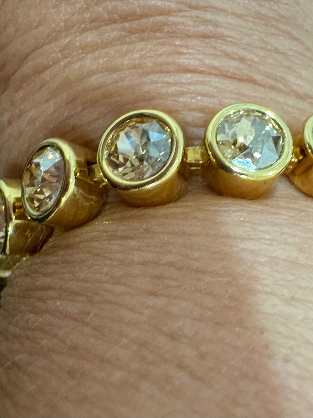 BRAND NEW IN BOX!  Touchstone Crystal Gold-Tone Bracelet with Clear Crystals